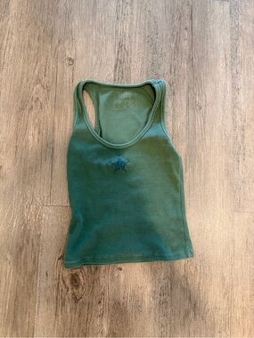 REVICE Green Ribbed Racerback Tank with Embroidered Star